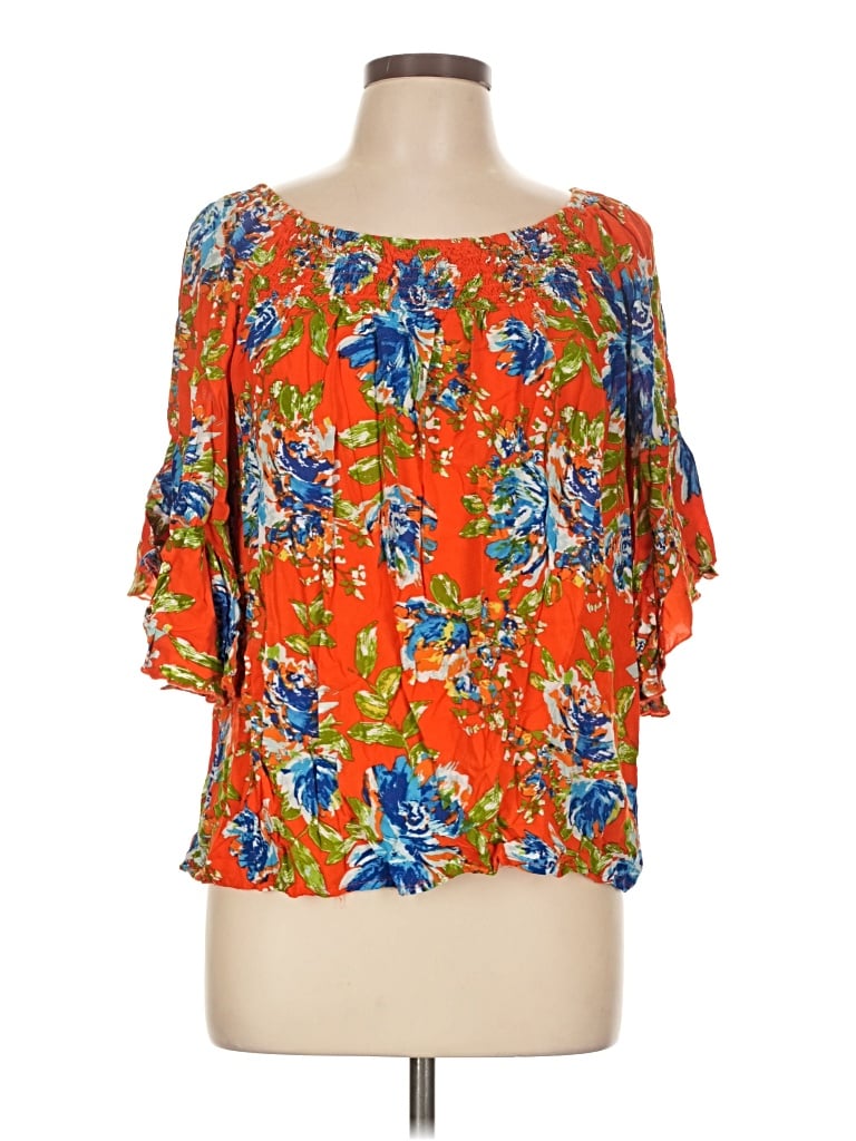 Pre-owned C Established 1946 3/4 Sleeve Blouse In Orange