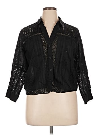 Zara 3/4 Sleeve Button-Down Shirt (view 1)