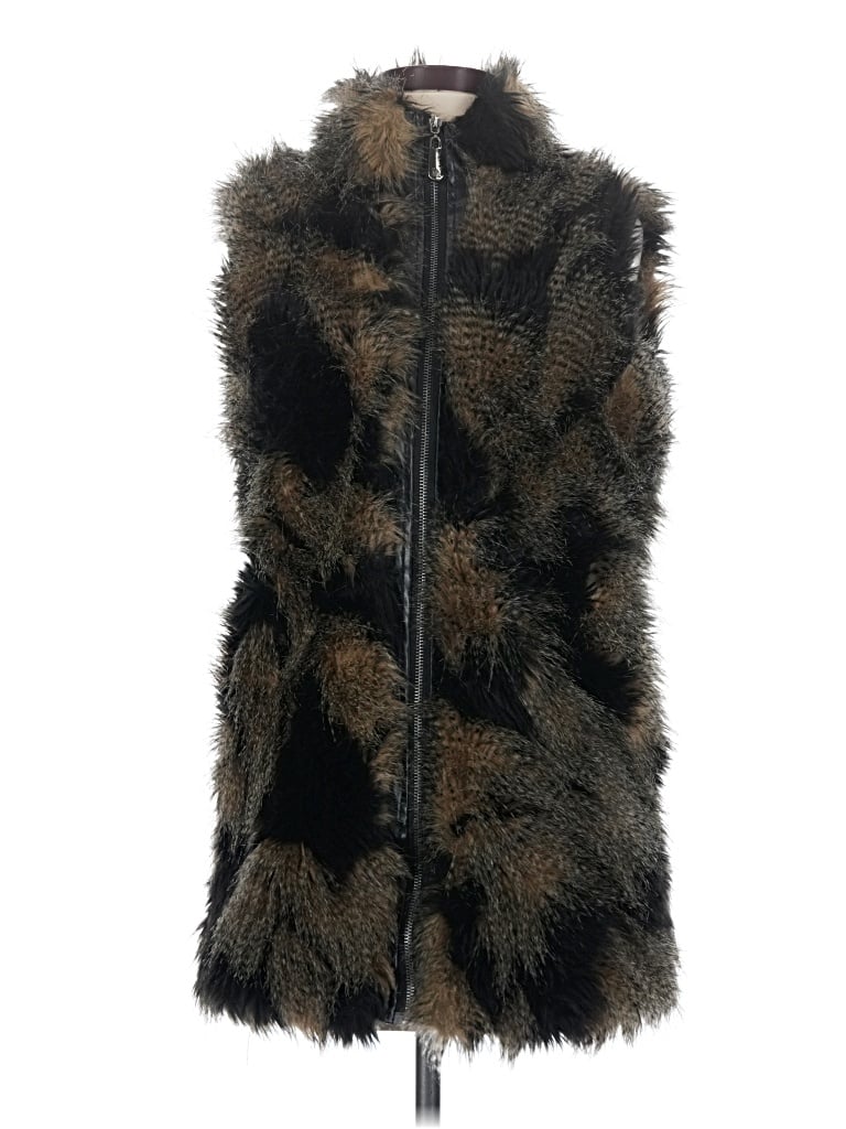 Pre-owned Assorted Brands Faux Fur Vest In Black