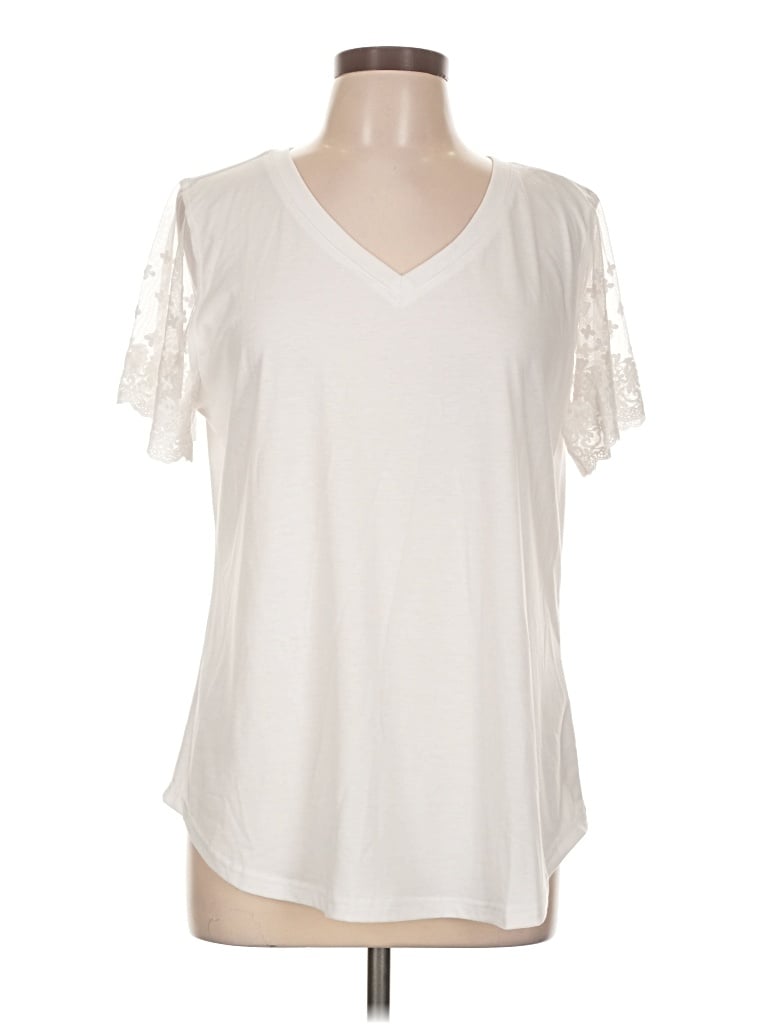 Pre-owned Ofeefan Short Sleeve Top Ivory V-neck Tops