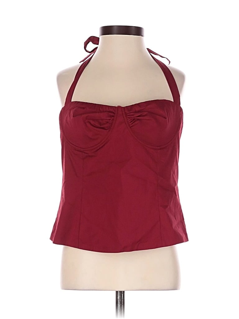 Pre-owned Peppermayo Tank Top Burgundy Halter Neckline Tops