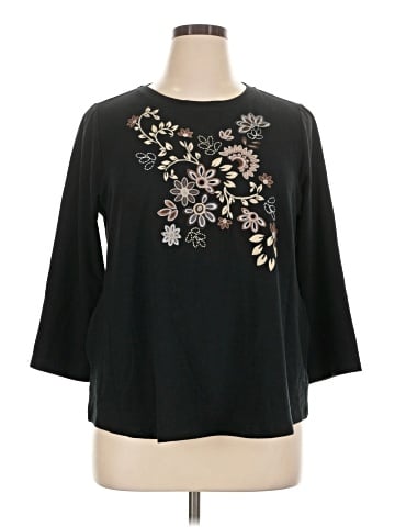 LOGO by Lori Goldstein 3/4 Sleeve Top (view 1)
