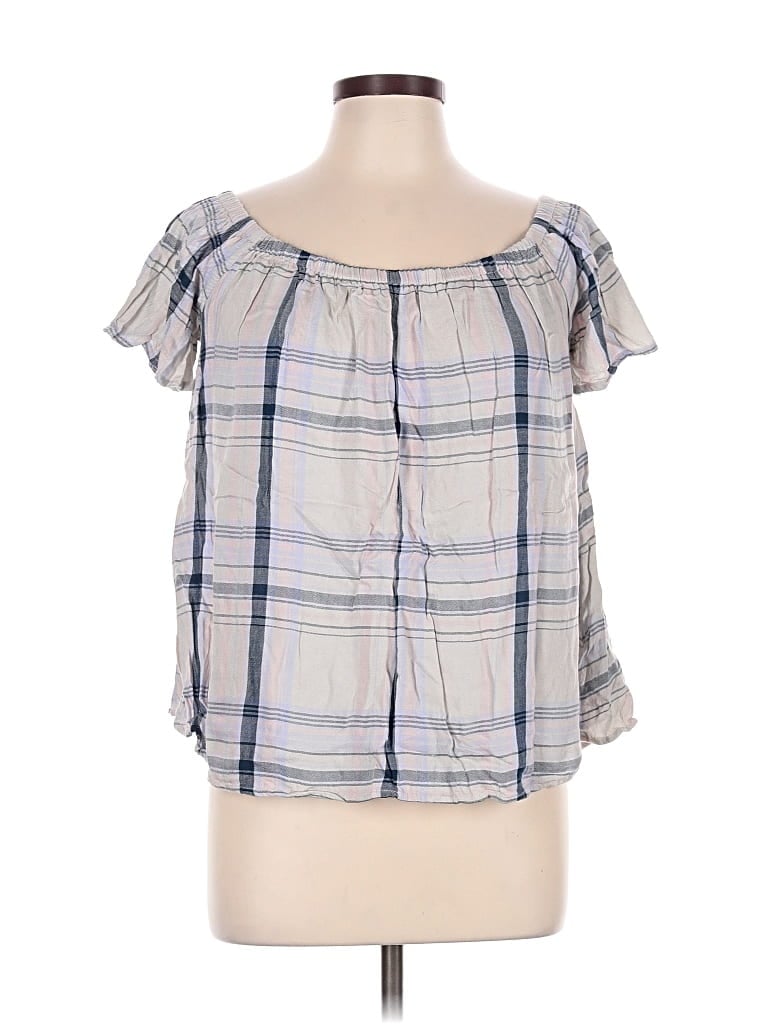 Pre-owned Express Short Sleeve Blouse In Blue