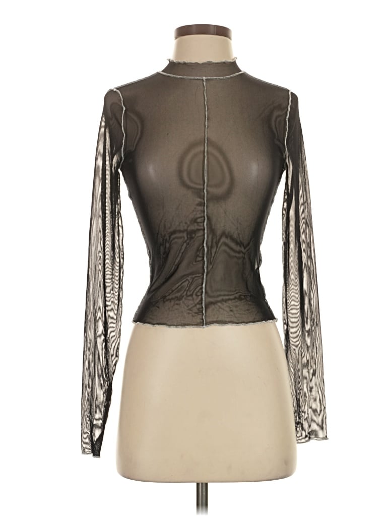 Pre-owned Nlt Long Sleeve Top Black Turtleneck Tops