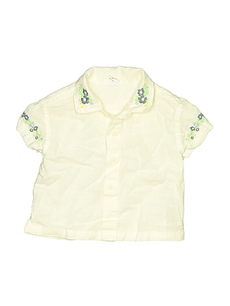 Pre-owned Baby Gap Babies' Short Sleeve Button Down Shirt In Yellow