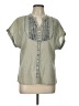 Max Studio 100% Cotton Solid Green Short Sleeve Blouse Size L - photo 1