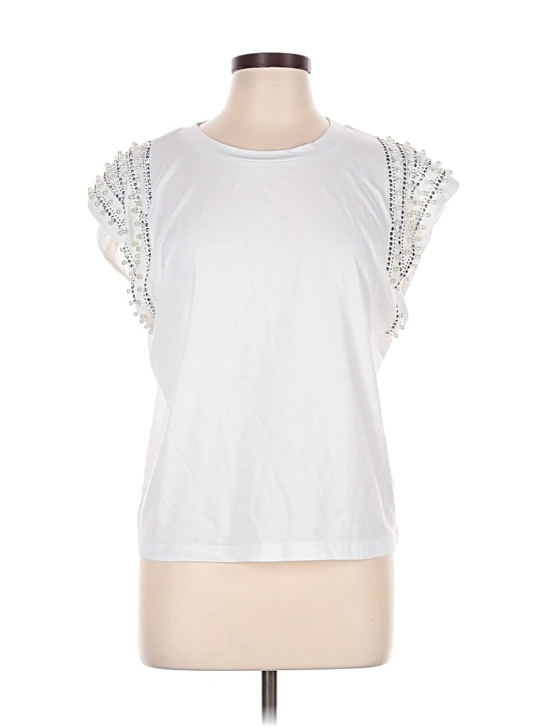 Pre-owned On Twelfth Short Sleeve Top Silver Crew Neck Tops