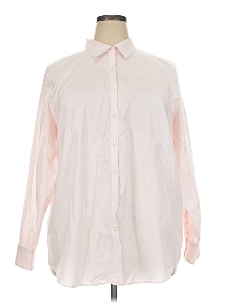 Pre-owned Lands' End Long Sleeve Button Down Shirt In Pink