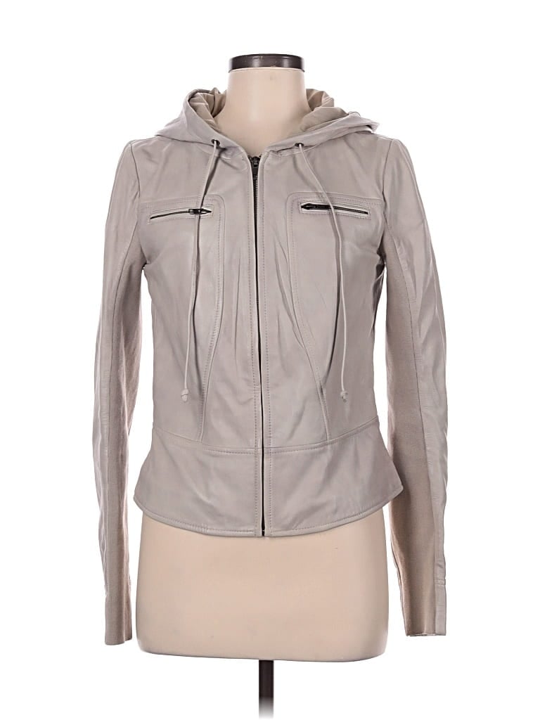 Pre-owned Trouve Leather Jacket In Gray