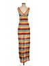 Unbranded 100% Polyester Stripes Orange Casual Dress Size S - photo 1