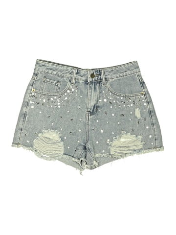 Blue Velvet Denim Shorts (view 1)