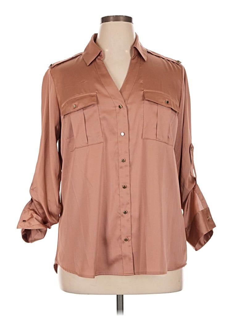 Express 3/4 Sleeve Blouse In Brown
