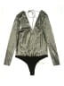 BCBGeneration 100% Polyester Metallic Silver Bodysuit Size L - photo 1