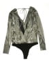 BCBGeneration 100% Polyester Metallic Silver Bodysuit Size L - photo 2