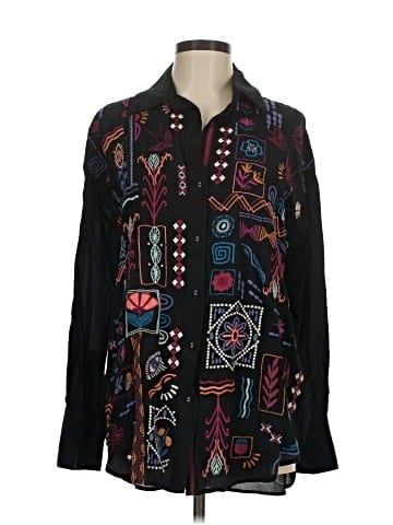 Johnny Was Long Sleeve Silk Top (view 1)