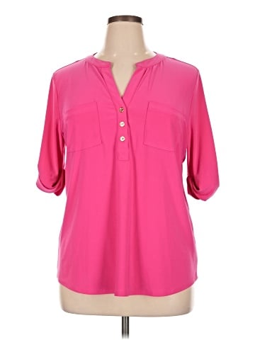 Anne Klein Short Sleeve Henley (view 1)