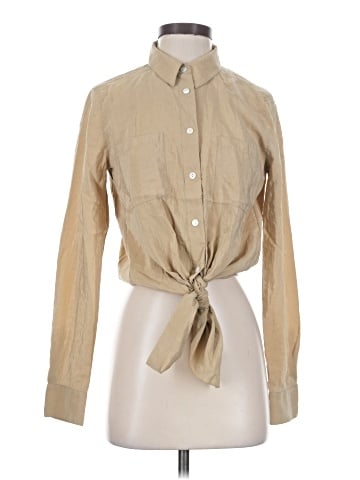 Theory Long Sleeve Silk Top (view 1)