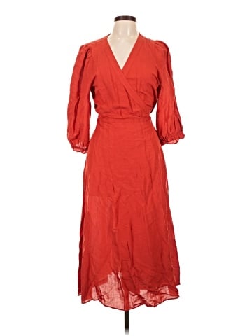 Madewell Linen-Blend Ruffle-Cuff Wrap Dress (view 1)
