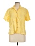 Flax 100% Linen Yellow Short Sleeve Button-Down Shirt Size 10 (M) - photo 1
