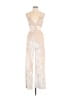 Honey Punch Metallic Ivory Jumpsuit Size M - photo 1