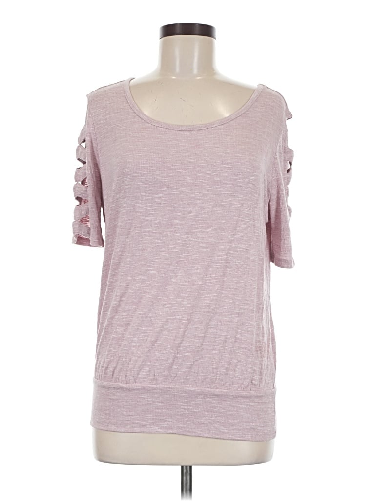 Pre-owned Fortune + Ivy Short Sleeve Top Pink Cold Shoulder Neckline Tops