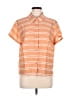 CAbi Stripes Orange Short Sleeve Button-Down Shirt Size L - photo 1