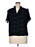 Point Sur 100% Polyester Stars Black Short Sleeve Blouse Size XL - photo 1