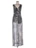 Cache Metallic Silver Cocktail Dress Size L - photo 1