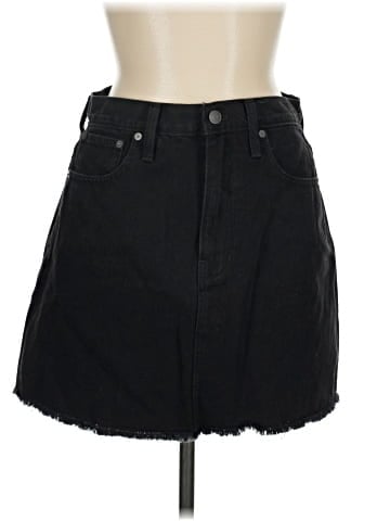 Madewell McCarren Raw-Hem Jean Skirt in Washed Black (view 1)