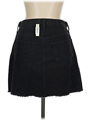 Madewell McCarren Raw-Hem Jean Skirt in Washed Black (view 2)