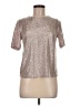 Monteau 100% Polyester Metallic Silver Short Sleeve Blouse Size M - photo 1