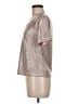 Monteau 100% Polyester Metallic Silver Short Sleeve Blouse Size M - photo 5