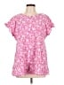 Emily Wonder Pink Short Sleeve Blouse Size L - photo 1