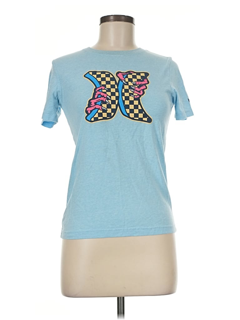 Pre-owned Hurley Short Sleeve Top Blue Crew Neck Tops