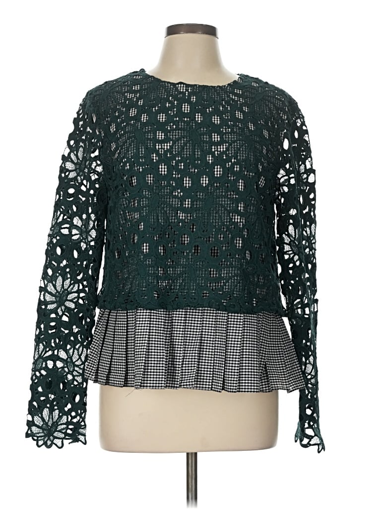Pre-owned Maeve Long Sleeve Blouse In Green