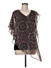 AGB 100% Polyester Gray Short Sleeve Blouse Size M - photo 1