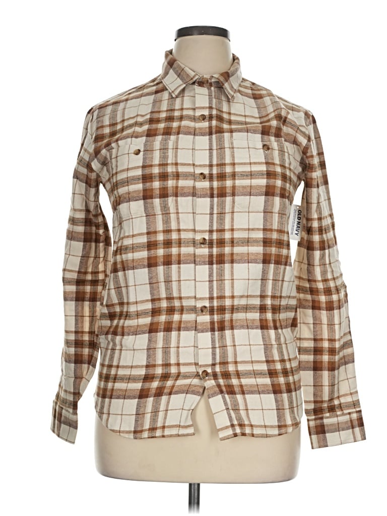 Old Navy Long Sleeve Button Down Shirt In Brown