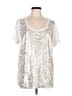 Bob Mackie 100% Polyester Metallic Silver Short Sleeve T-Shirt Size L - photo 1