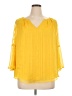 Jennifer Lopez 100% Polyester Yellow 3/4 Sleeve Blouse Size 1X - photo 1