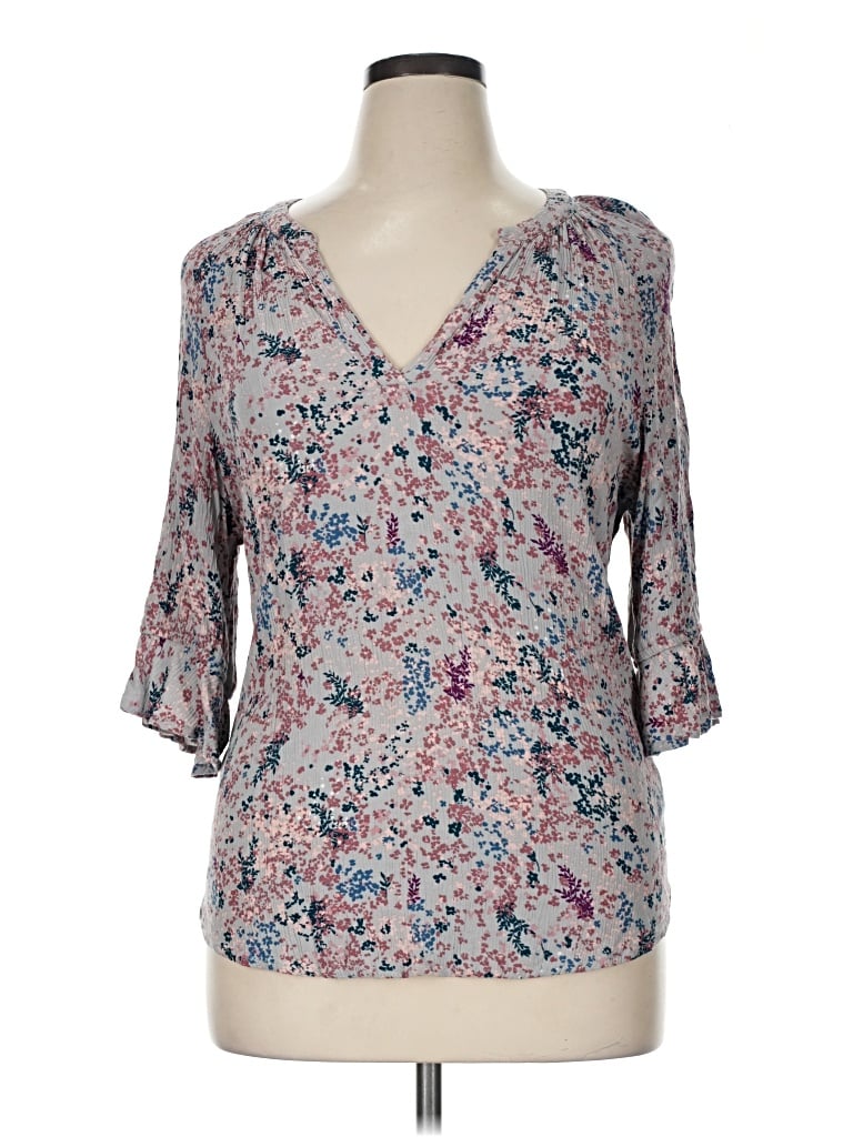 Pre-owned John Paul Richard 3/4 Sleeve Blouse In Gray