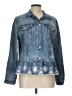 Chico's Graphic Aztec Or Tribal Print Blue Denim Jacket Size L - photo 1