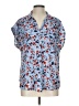 Roz & Ali 100% Polyester Floral Blue Short Sleeve Blouse Size L - photo 1
