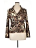 Clara S. Animal Print Gold Long Sleeve Blouse Size XL - photo 1