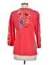 Johnny Was 100% Cotton Red 3/4 Sleeve Blouse Size M - photo 2