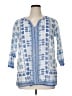 Talbots 100% Cotton Blue 3/4 Sleeve Blouse Size 0X - photo 1