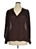 Express Brown Long Sleeve Blouse Size XL - photo 1
