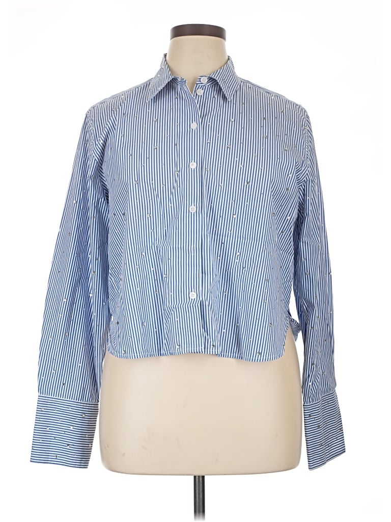 Pre-owned J.crew Collection Long Sleeve Button Down Shirt In Blue