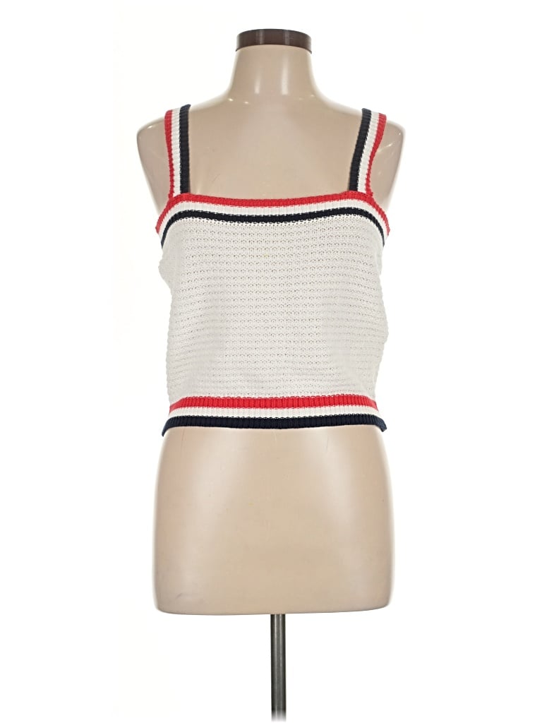 Pre-owned Francesca's Sleeveless Top Ivory Halter Neckline Tops