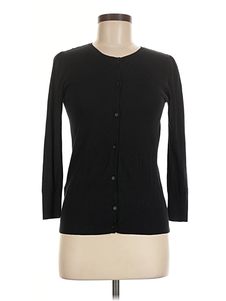 Pre-owned Bcbgmaxazria Silk Cardigan Sweater In Black