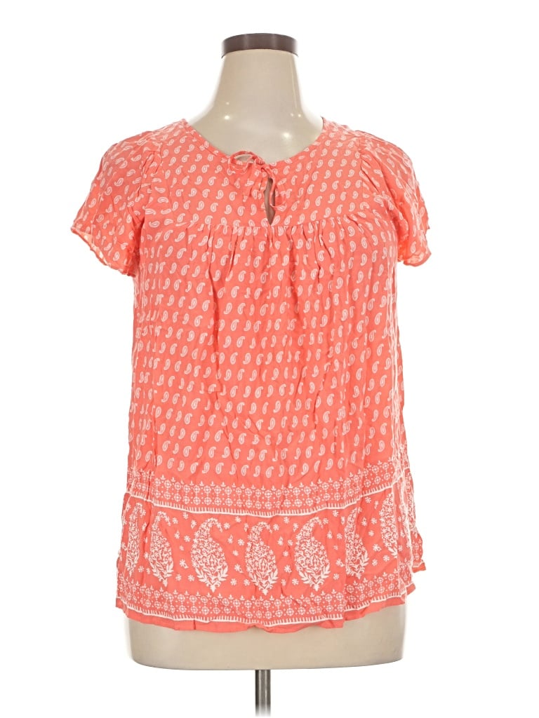 Pre-owned St. John's Bay Short Sleeve Henley Shirt In Orange
